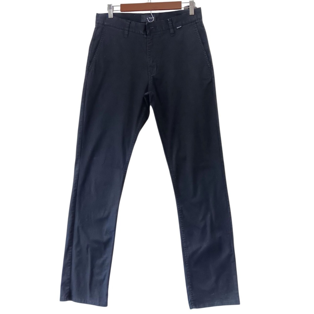 Hurley Men's Chino Pants 31 Black Casual Straight Leg Flat Front‎ Stretch